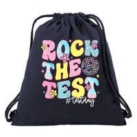 Rock The Test Testing Day Retro Motivational Teacher Student Drawstring Bag