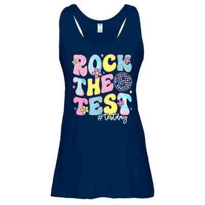 Rock The Test Testing Day Retro Motivational Teacher Student Ladies Essential Flowy Tank