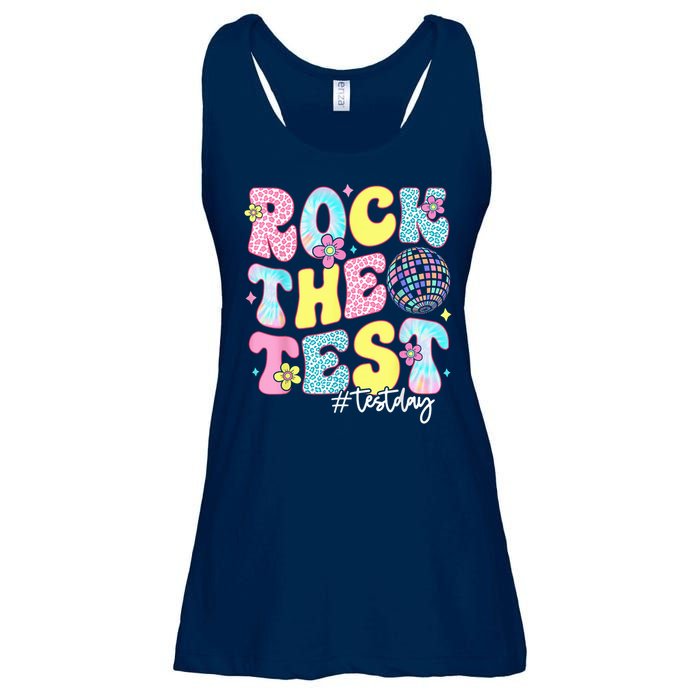 Rock The Test Testing Day Retro Motivational Teacher Student Ladies Essential Flowy Tank