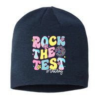 Rock The Test Testing Day Retro Motivational Teacher Student Sustainable Beanie