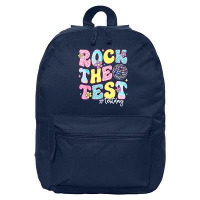 Rock The Test Testing Day Retro Motivational Teacher Student 16 in Basic Backpack