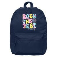 Rock The Test Testing Day Retro Motivational Teacher Student 16 in Basic Backpack