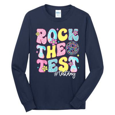 Rock The Test Testing Day Retro Motivational Teacher Student Tall Long Sleeve T-Shirt