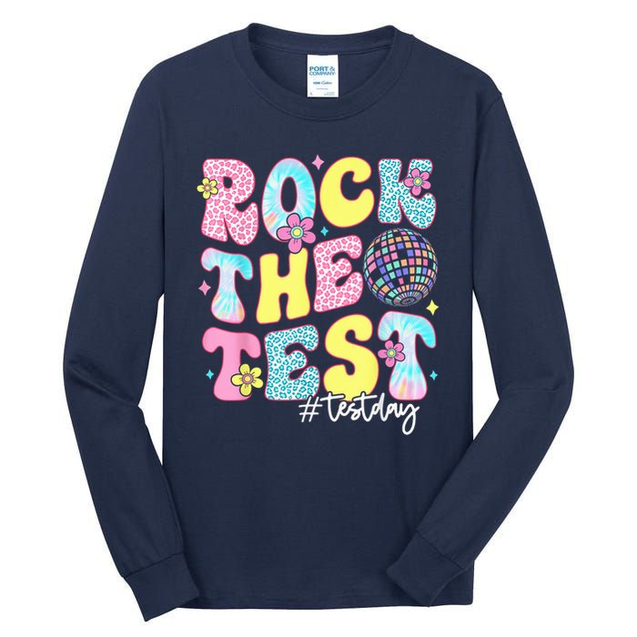 Rock The Test Testing Day Retro Motivational Teacher Student Tall Long Sleeve T-Shirt