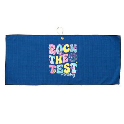 Rock The Test Testing Day Retro Motivational Teacher Student Large Microfiber Waffle Golf Towel