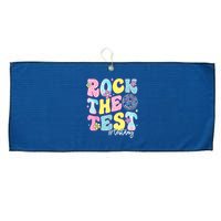 Rock The Test Testing Day Retro Motivational Teacher Student Large Microfiber Waffle Golf Towel