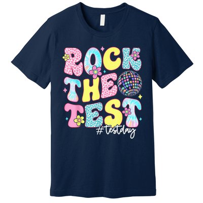 Rock The Test Testing Day Retro Motivational Teacher Student Premium T-Shirt