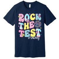 Rock The Test Testing Day Retro Motivational Teacher Student Premium T-Shirt
