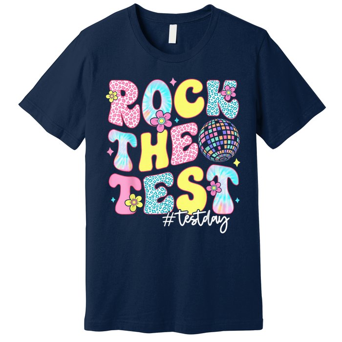 Rock The Test Testing Day Retro Motivational Teacher Student Premium T-Shirt