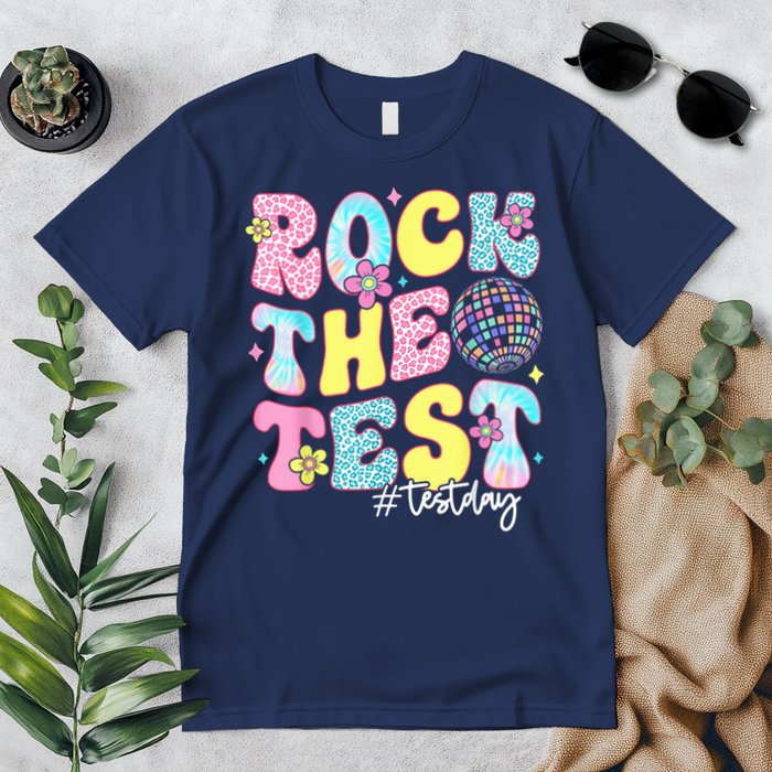 Rock The Test Testing Day Retro Motivational Teacher Student Premium T-Shirt