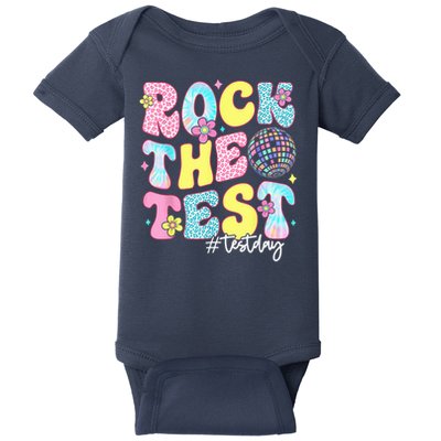 Rock The Test Testing Day Retro Motivational Teacher Student Baby Bodysuit