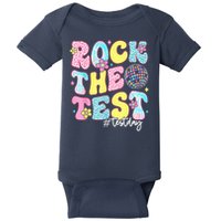 Rock The Test Testing Day Retro Motivational Teacher Student Baby Bodysuit