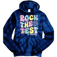 Rock The Test Testing Day Retro Motivational Teacher Student Tie Dye Hoodie