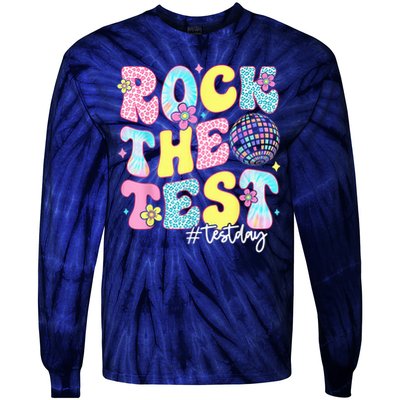 Rock The Test Testing Day Retro Motivational Teacher Student Tie-Dye Long Sleeve Shirt