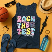 Rock The Test Testing Day Retro Motivational Teacher Student Tank Top