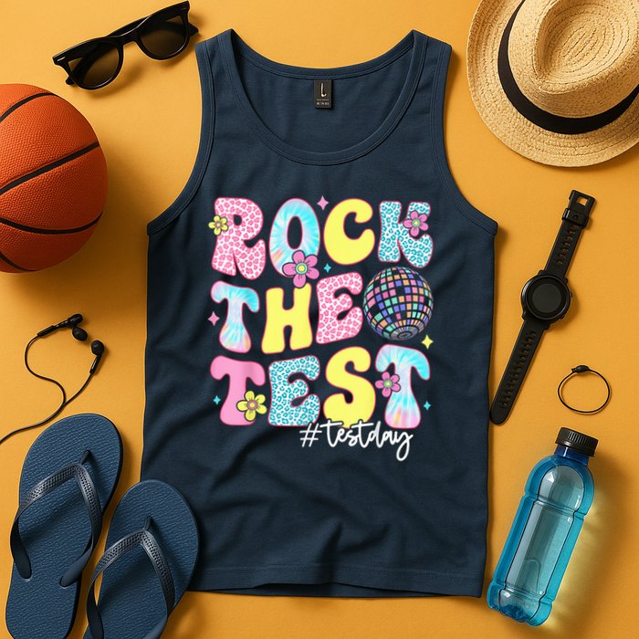Rock The Test Testing Day Retro Motivational Teacher Student Tank Top