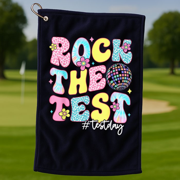 Rock The Test Testing Day Retro Motivational Teacher Student Golf Towel