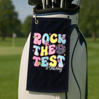 Rock The Test Testing Day Retro Motivational Teacher Student Golf Towel