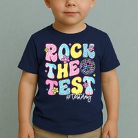 Rock The Test Testing Day Retro Motivational Teacher Student Toddler T-Shirt