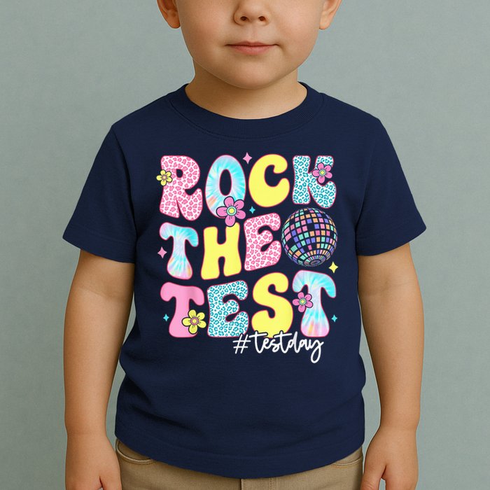 Rock The Test Testing Day Retro Motivational Teacher Student Toddler T-Shirt