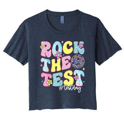 Rock The Test Testing Day Retro Motivational Teacher Student Crop Top