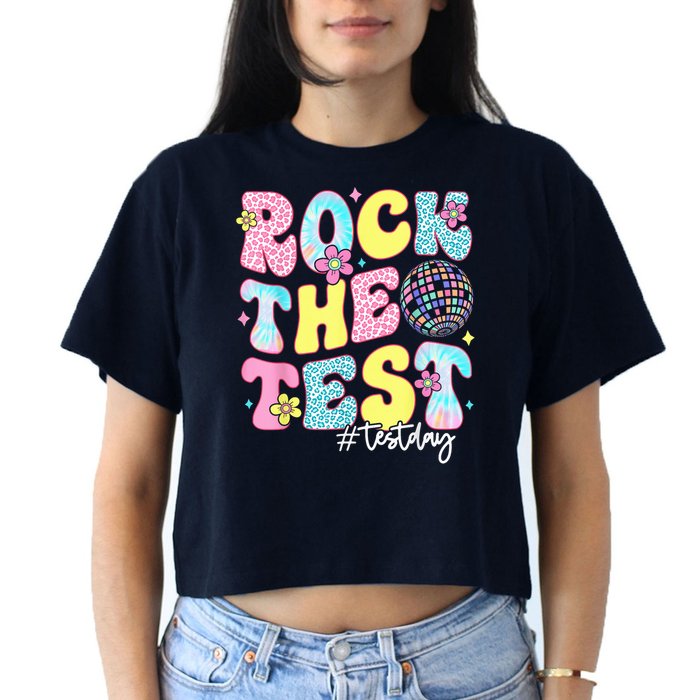 Rock The Test Testing Day Retro Motivational Teacher Student Crop Top