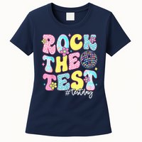 Rock The Test Testing Day Retro Motivational Teacher Student Womens T-Shirt