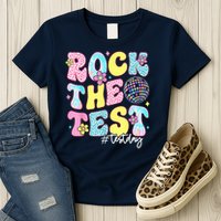 Rock The Test Testing Day Retro Motivational Teacher Student Womens T-Shirt
