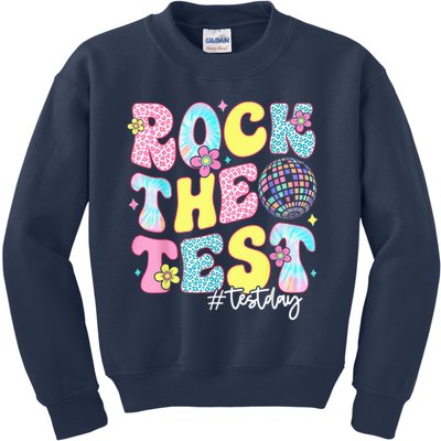 Rock The Test Testing Day Retro Motivational Teacher Student Kids Sweatshirt