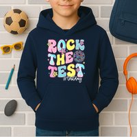 Rock The Test Testing Day Retro Motivational Teacher Student Kids Hoodie
