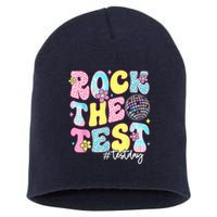 Rock The Test Testing Day Retro Motivational Teacher Student Short Acrylic Beanie