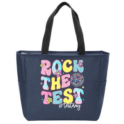 Rock The Test Testing Day Retro Motivational Teacher Student Zip Tote Bag