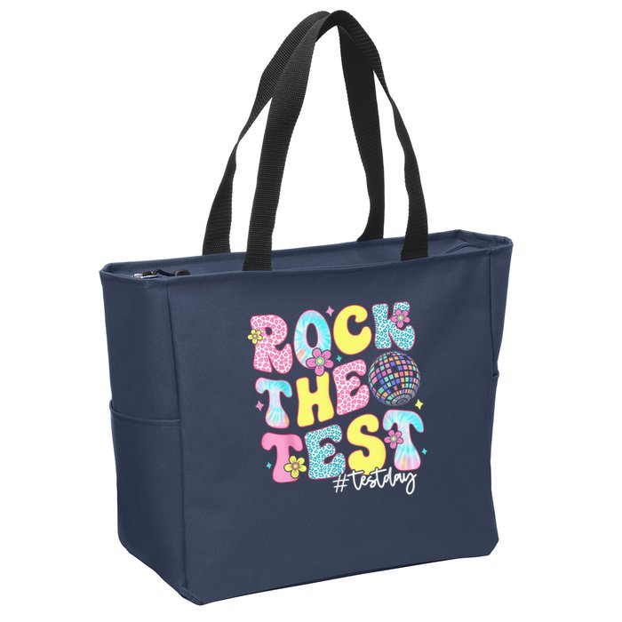 Rock The Test Testing Day Retro Motivational Teacher Student Zip Tote Bag
