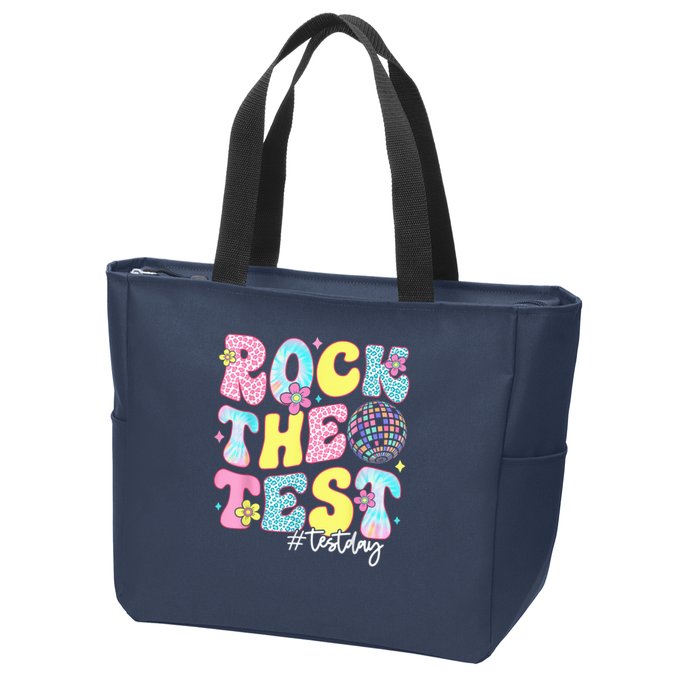Rock The Test Testing Day Retro Motivational Teacher Student Zip Tote Bag