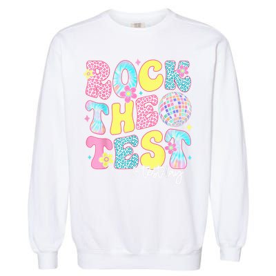 Rock The Test Testing Day Retro Motivational Teacher Student Garment-Dyed Sweatshirt
