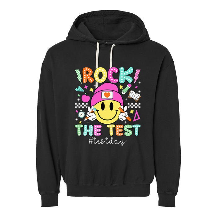 Rock The Test Testing Day Motivational Teachers Students Garment-Dyed Fleece Hoodie