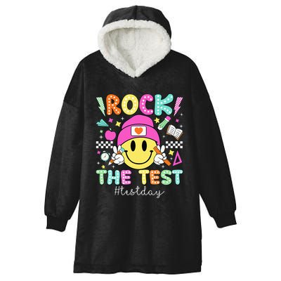 Rock The Test Testing Day Motivational Teachers Students Hooded Wearable Blanket