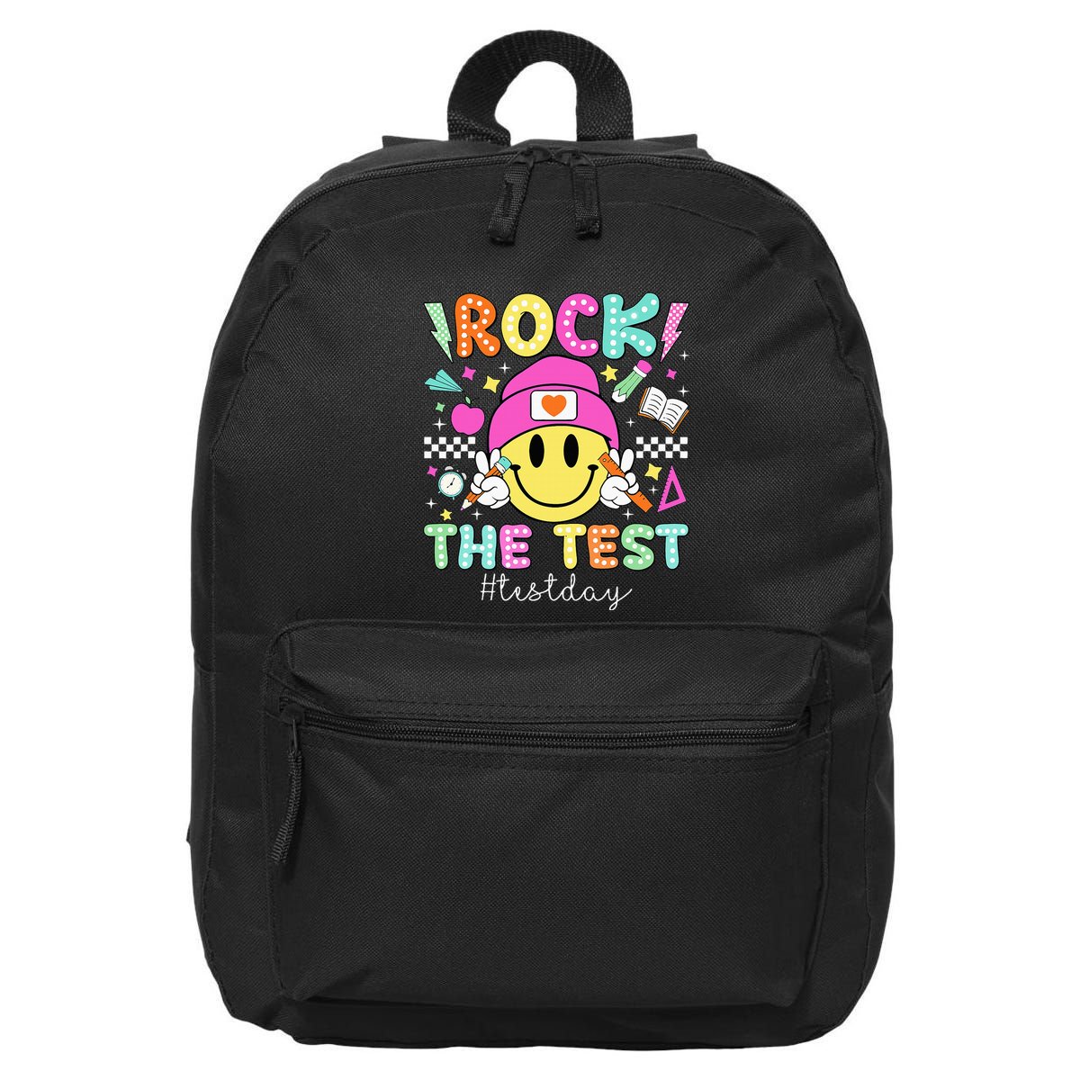 Rock The Test Testing Day Motivational Teachers Students 16 in Basic Backpack