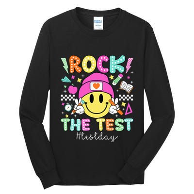 Rock The Test Testing Day Motivational Teachers Students Tall Long Sleeve T-Shirt