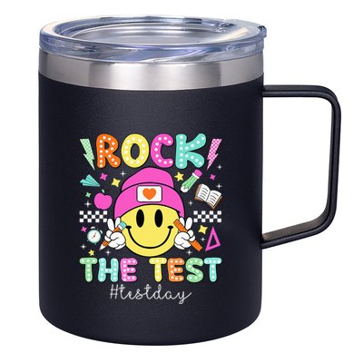 Rock The Test Testing Day Motivational Teachers Students 12oz Stainless Steel Coffee Mug