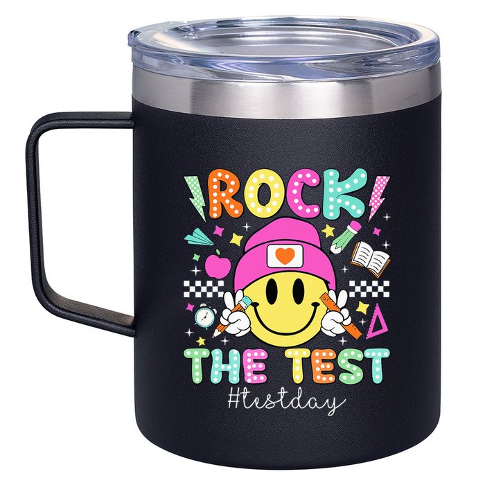 Rock The Test Testing Day Motivational Teachers Students 12oz Stainless Steel Coffee Mug