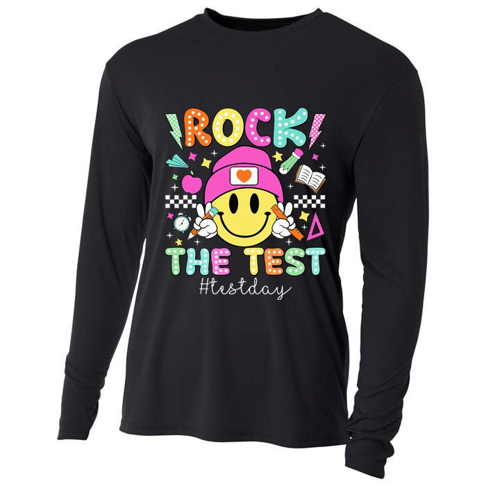 Rock The Test Testing Day Motivational Teachers Students Cooling Performance Long Sleeve Crew