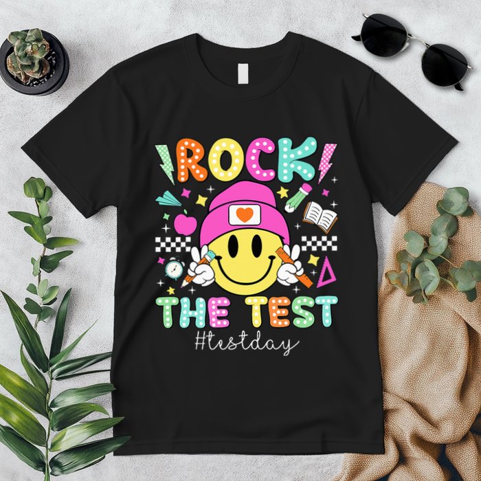 Rock The Test Testing Day Motivational Teachers Students Premium T-Shirt