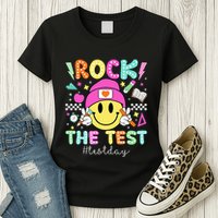 Rock The Test Testing Day Motivational Teachers Students Womens T-Shirt