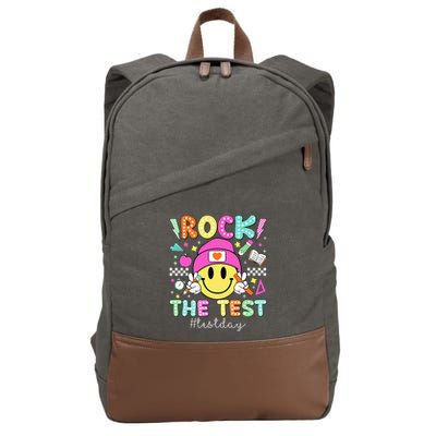 Rock The Test Testing Day Motivational Teachers Students Cotton Canvas Backpack