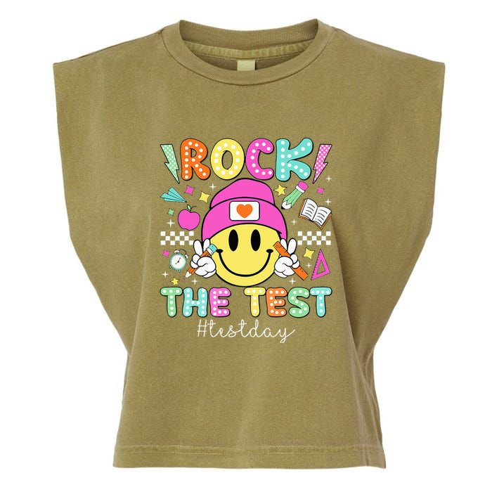 Rock The Test Testing Day Motivational Teachers Students Garment-Dyed Women's Muscle Tee