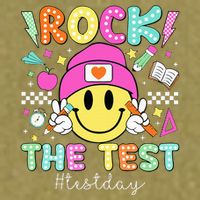 Rock The Test Testing Day Motivational Teachers Students Garment-Dyed Women's Muscle Tee