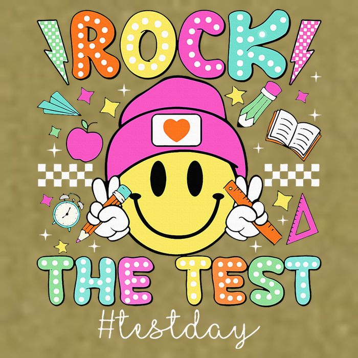 Rock The Test Testing Day Motivational Teachers Students Garment-Dyed Women's Muscle Tee