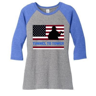 Rush Tunnel To Tower Vintage Firefighter Gift Women's Tri-Blend 3/4-Sleeve Raglan Shirt