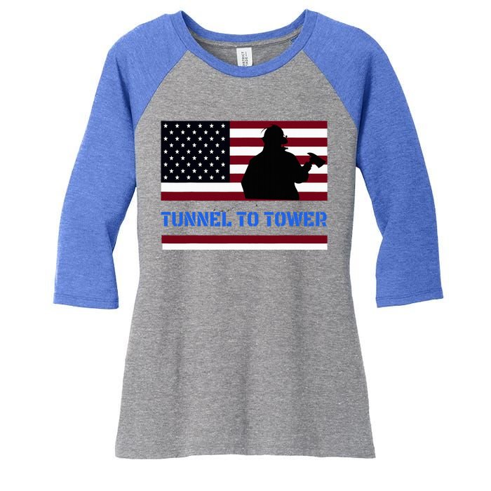 Rush Tunnel To Tower Vintage Firefighter Gift Women's Tri-Blend 3/4-Sleeve Raglan Shirt